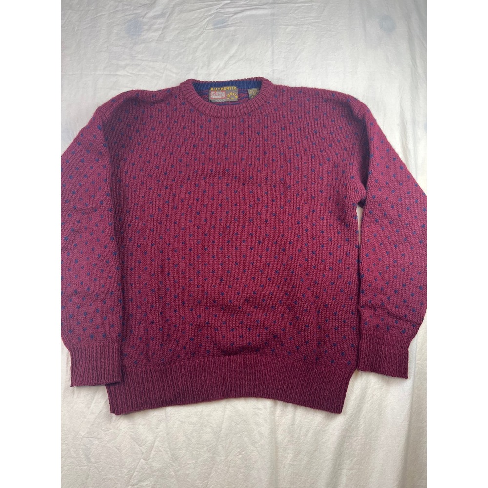 Vintage Mens XL Burgundy Wool Blend Knit Crewneck Sweater‎ Vintage